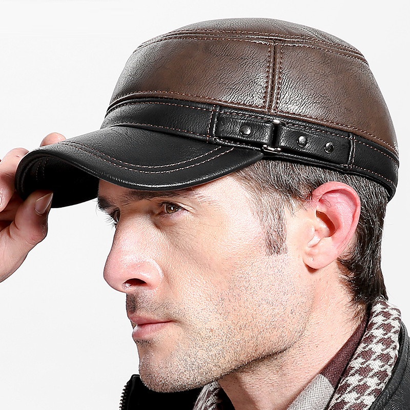 Baseball Cap Structured - Koeienhuid Lederen Baseball Caps Mannen Warme
