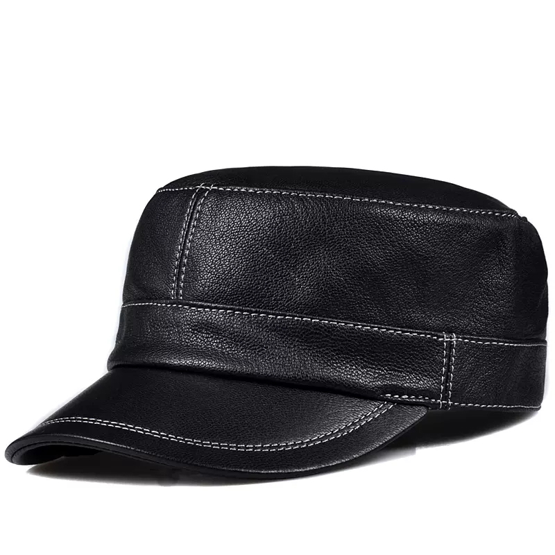 Baseball Cap Structured - Trendy Lamsleer Lederen Platte Hoge Hoed