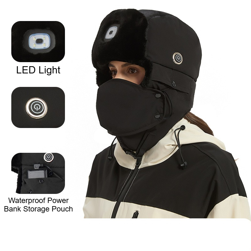 Winter Trapper Hat - USB-oplaadbare, verdikte verwarmde skimuts – warme